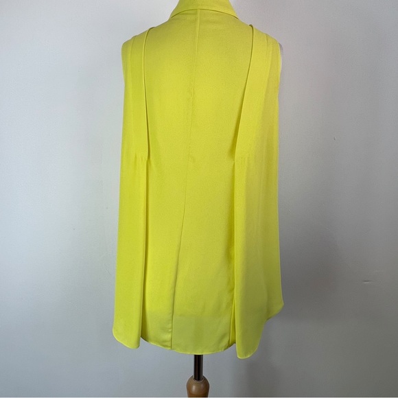 Karen Millen Neon Yellow Sleeveless Chiffon Collared Blouse UK Size 12 - Picture 5 of 8